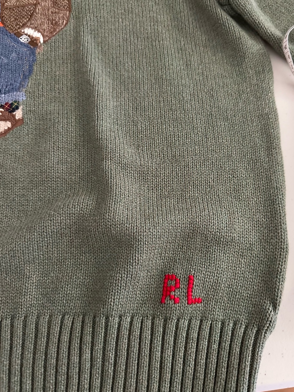 NWT Polo Ralph Lauren Hudson Valley Bear Sweater XL Lovette Heather Olive Green - Picture 7 of 7